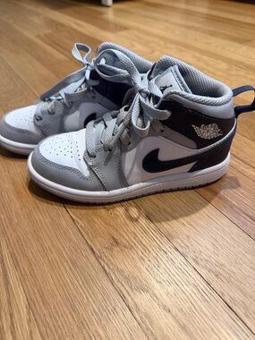 Nike Kids White, Light Gray & Black High-Top Sneakers